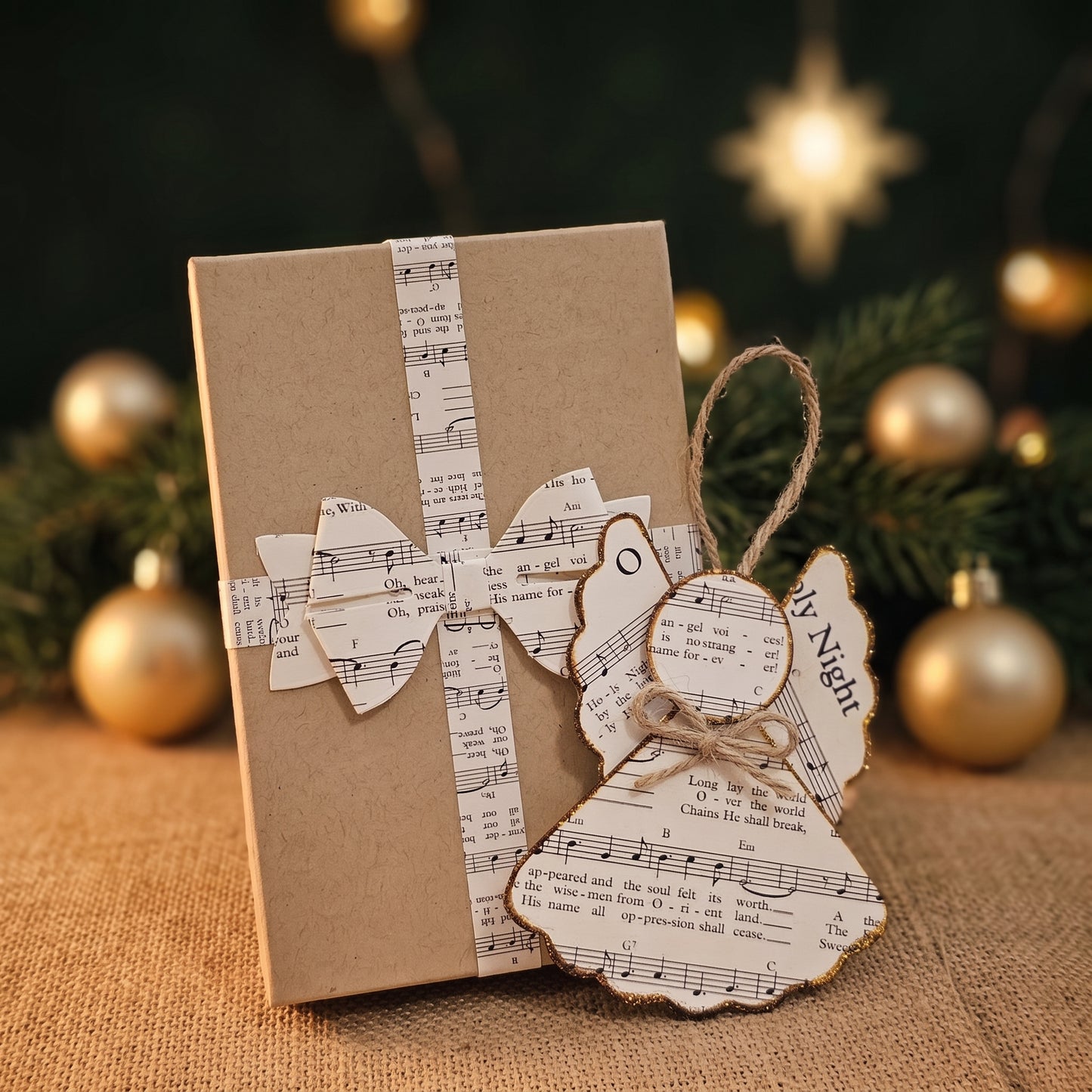 O Holy Night Paper Angel Ornament | Handmade Hymn Page Keepsake