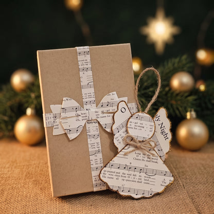 O Holy Night Paper Angel Ornament | Handmade Hymn Page Keepsake