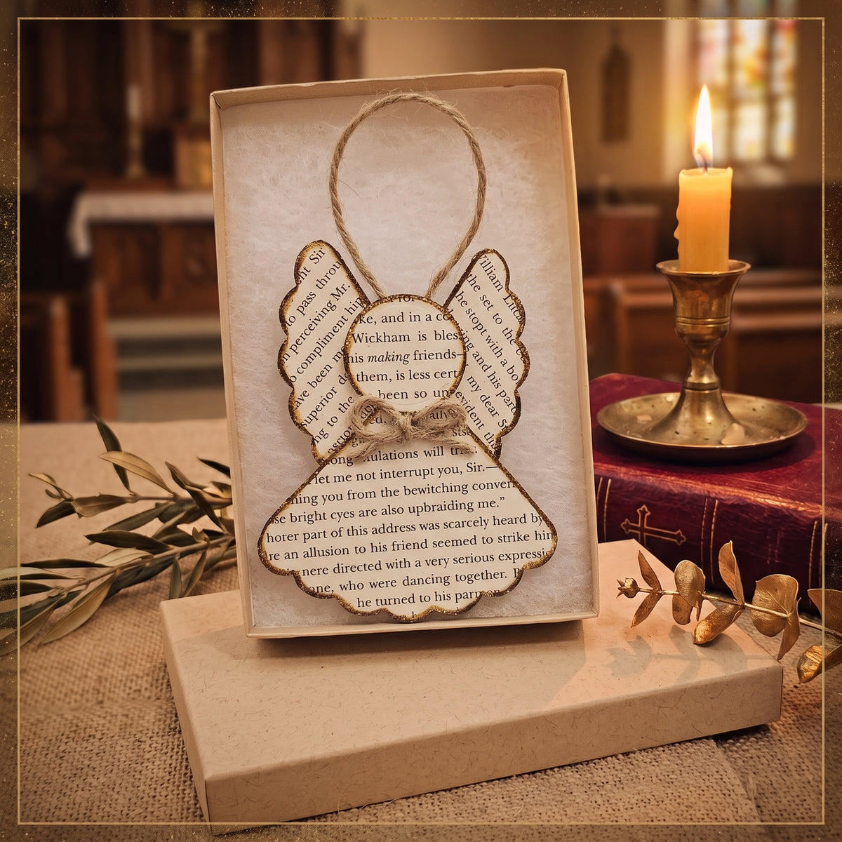 Vintage Style Book Page Angel Christmas Ornament