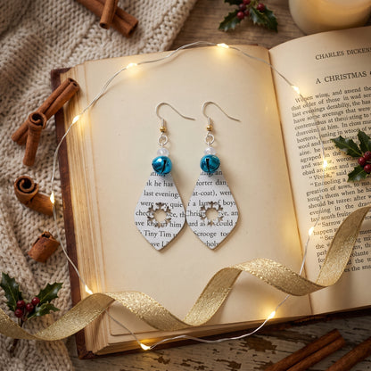 Book Page Snowflake Teardrop Earrings – A Christmas Carol