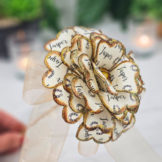 Personalized horse memorial paper flower with custom name - handmade sympathy keepsake