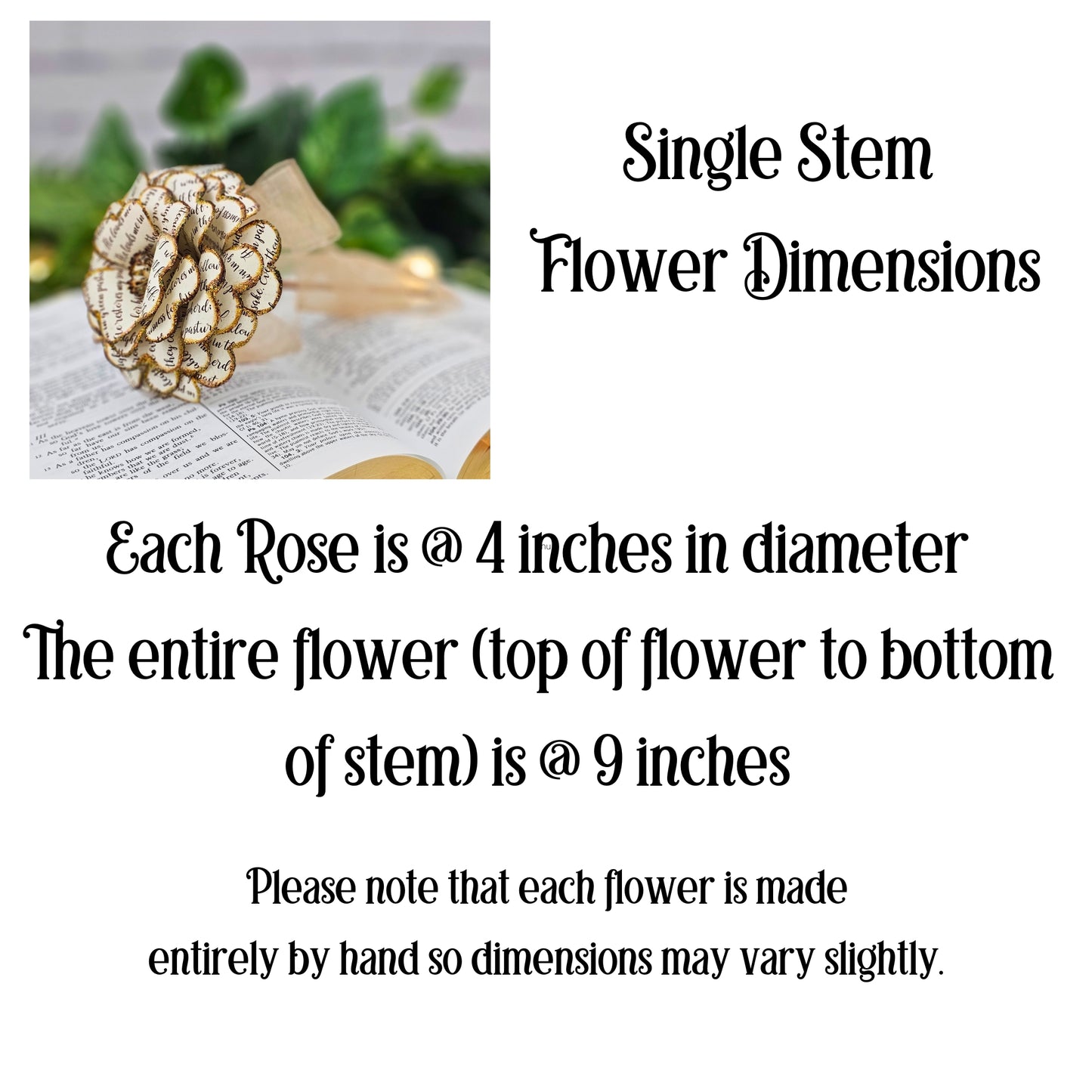 Single Stem Paper Rose - 4 inches wide
