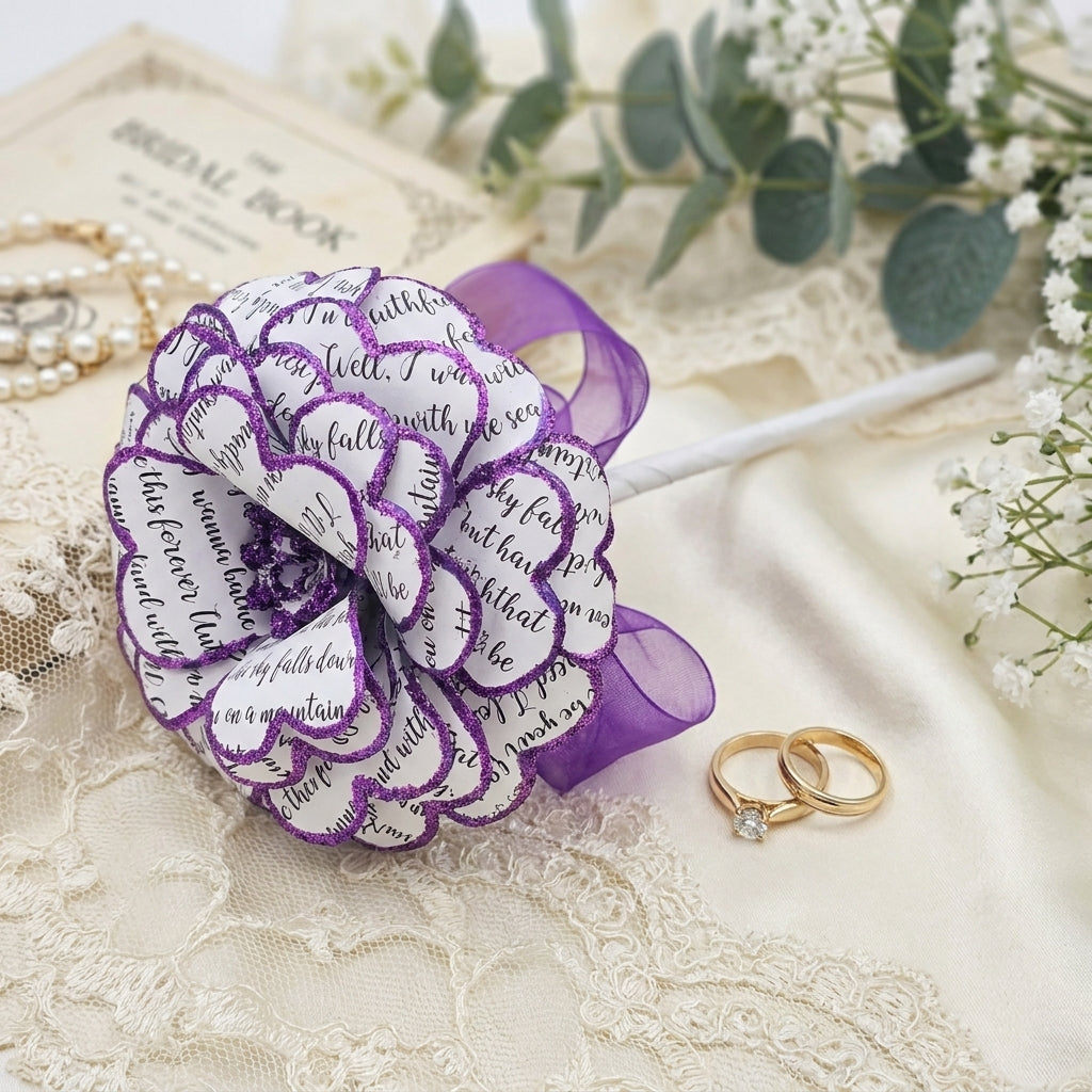 handmade customized purple paper rose
