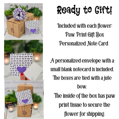 Paw print personalized paper flower for dog or cat condolence gift