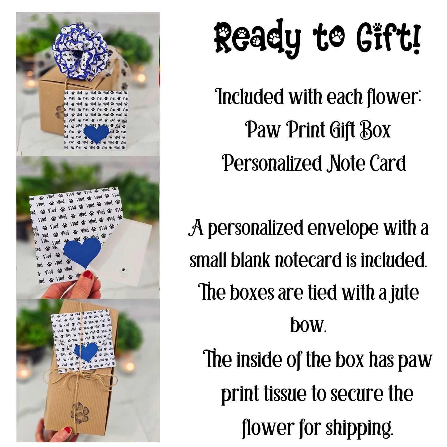 Blue Personalized Pet Memorial Paper Flower