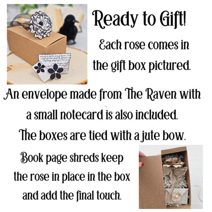 Single Stem Paper Rose made from The Raven by Edgar Allan Poe