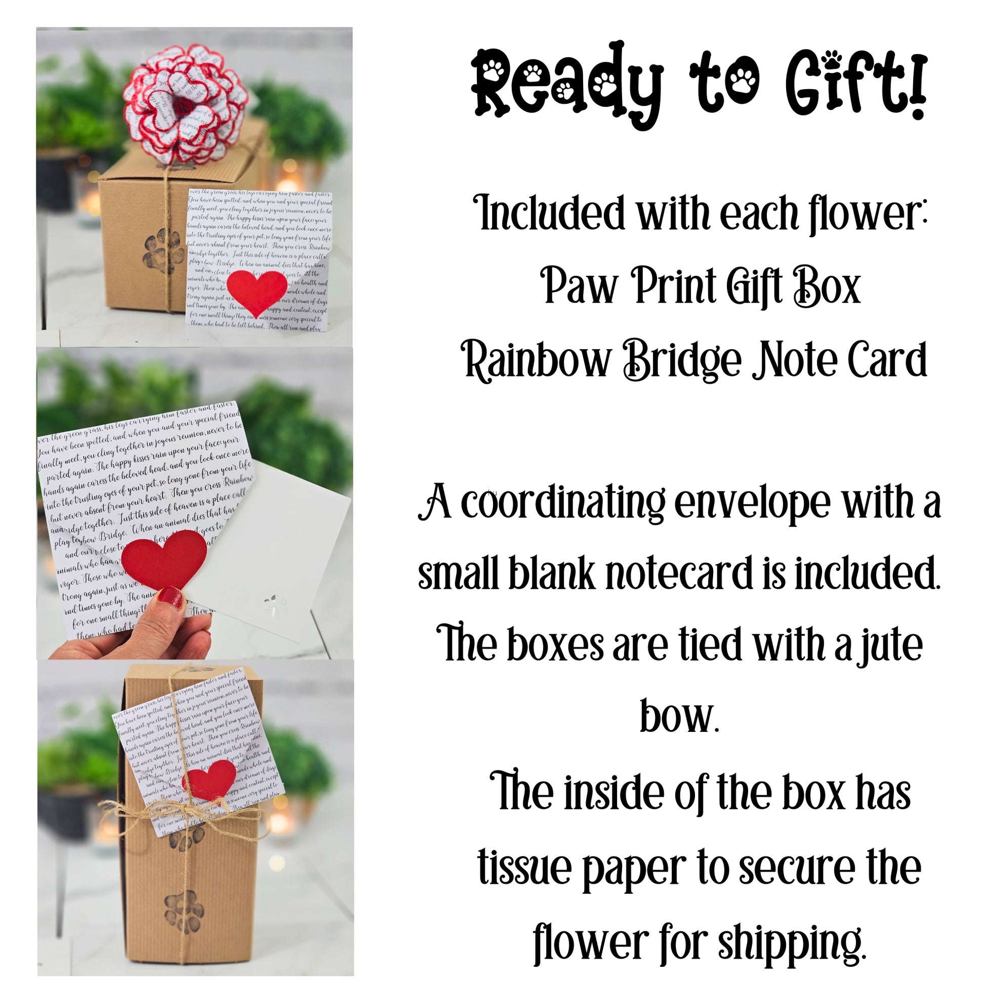 Ready to gift Rainbow Bridge Memorial Red Rose in presentation packaging"