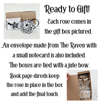 Single Stem Paper Rose made from The Raven by Edgar Allan Poe