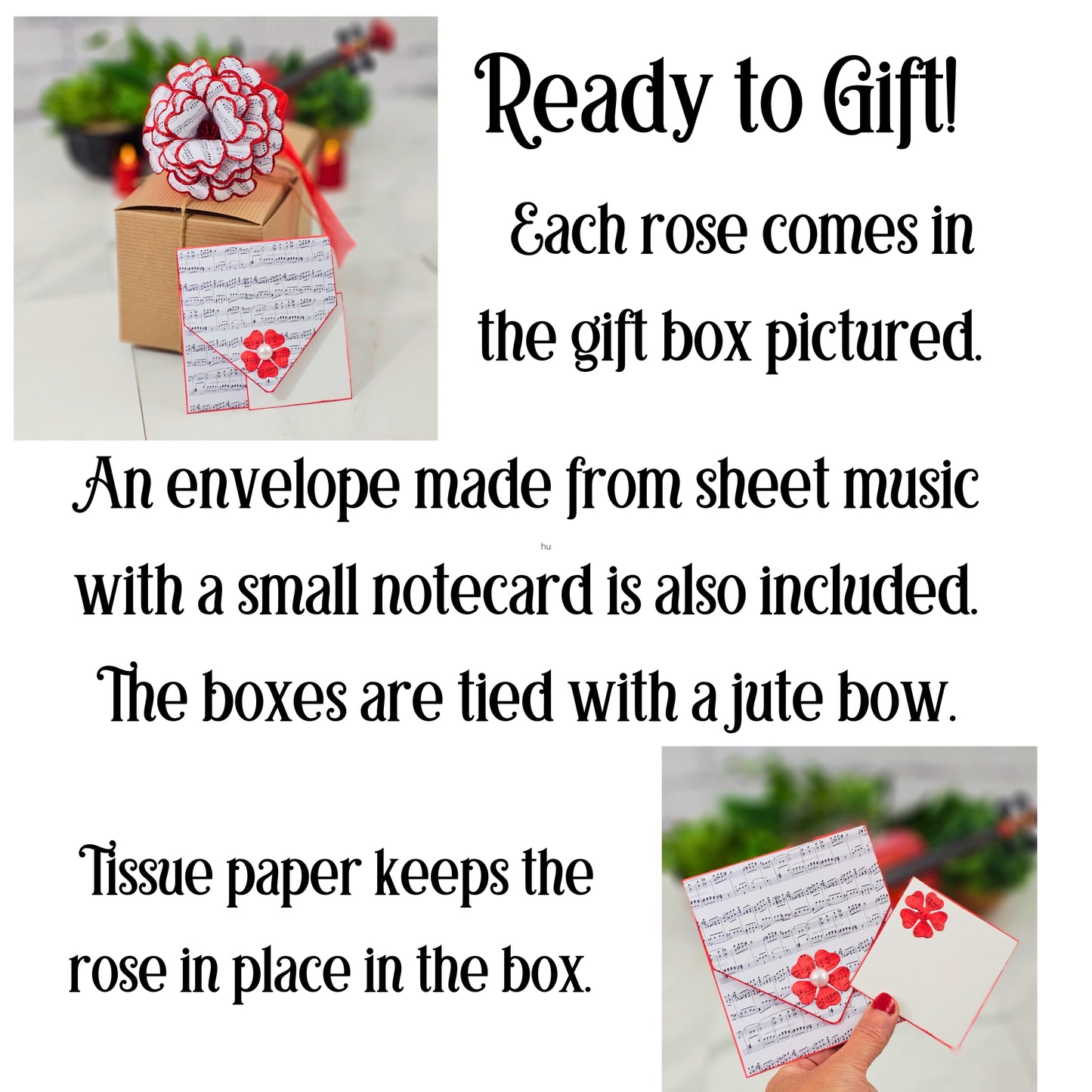 Gift box and gift card are included with each rose.