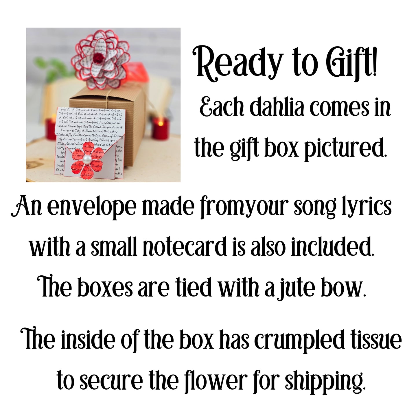 each flower comes ready to gift in a gift box with a coordinating card
