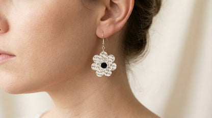Black Flower Book Page Earrings | Literary Dangle Earrings for Book Lovers
