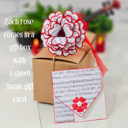 Each rose comes in a gift box with a cooridnatin gift card