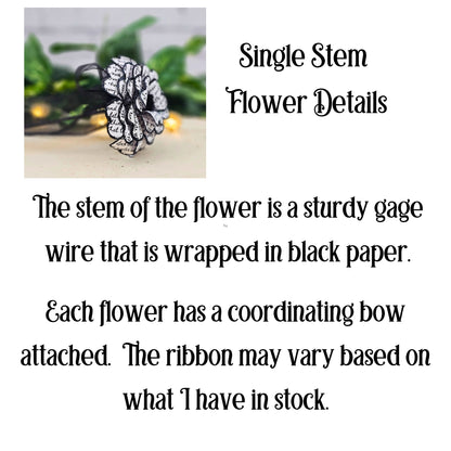 stem is made from sturdy gage wire.  Black blow attached to stem