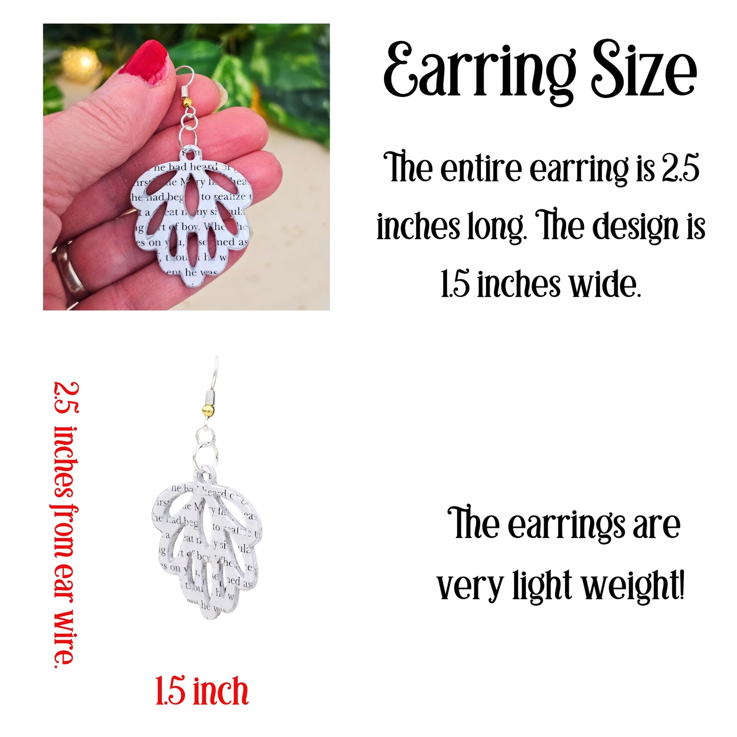 Literary Book Page Leaf Earrings - Gift for Book Lovers & Teachers
