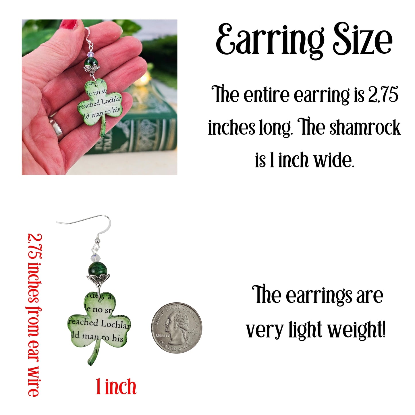 Shamrock Book Page Earrings