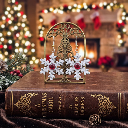A Christmas Carol Snowflake Earrings | Book Page Jewelry | Literary Christmas Gift