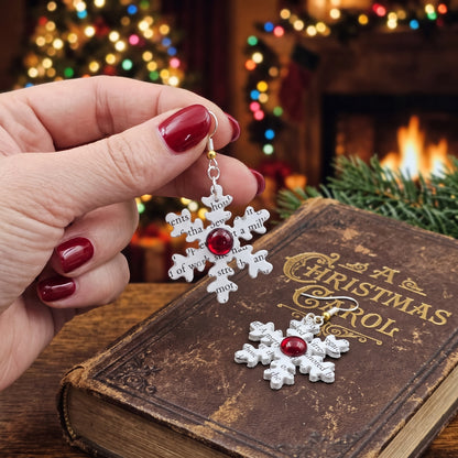 A Christmas Carol Snowflake Earrings | Book Page Jewelry | Literary Christmas Gift