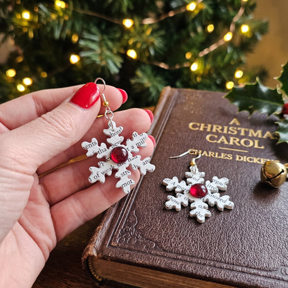 A Christmas Carol Snowflake Earrings | Book Page Jewelry | Literary Christmas Gift