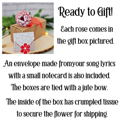 Song lyric rose with elegant gift box and card - complete anniversary gift set