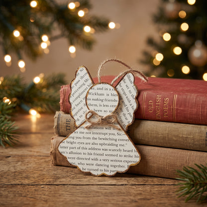 Vintage Style Book Page Angel Christmas Ornament