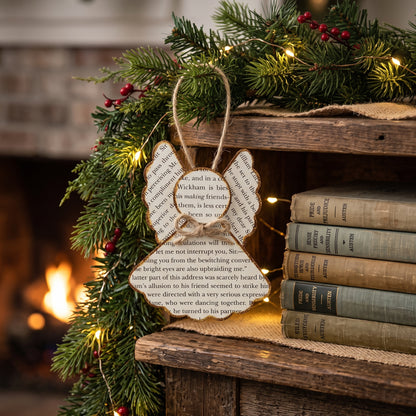 Vintage Style Book Page Angel Christmas Ornament