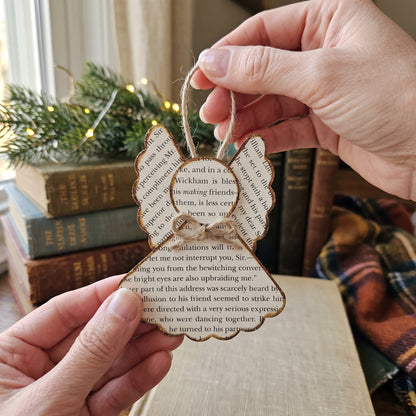 Vintage Style Book Page Angel Christmas Ornament