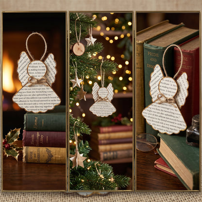 Vintage Style Book Page Angel Christmas Ornament