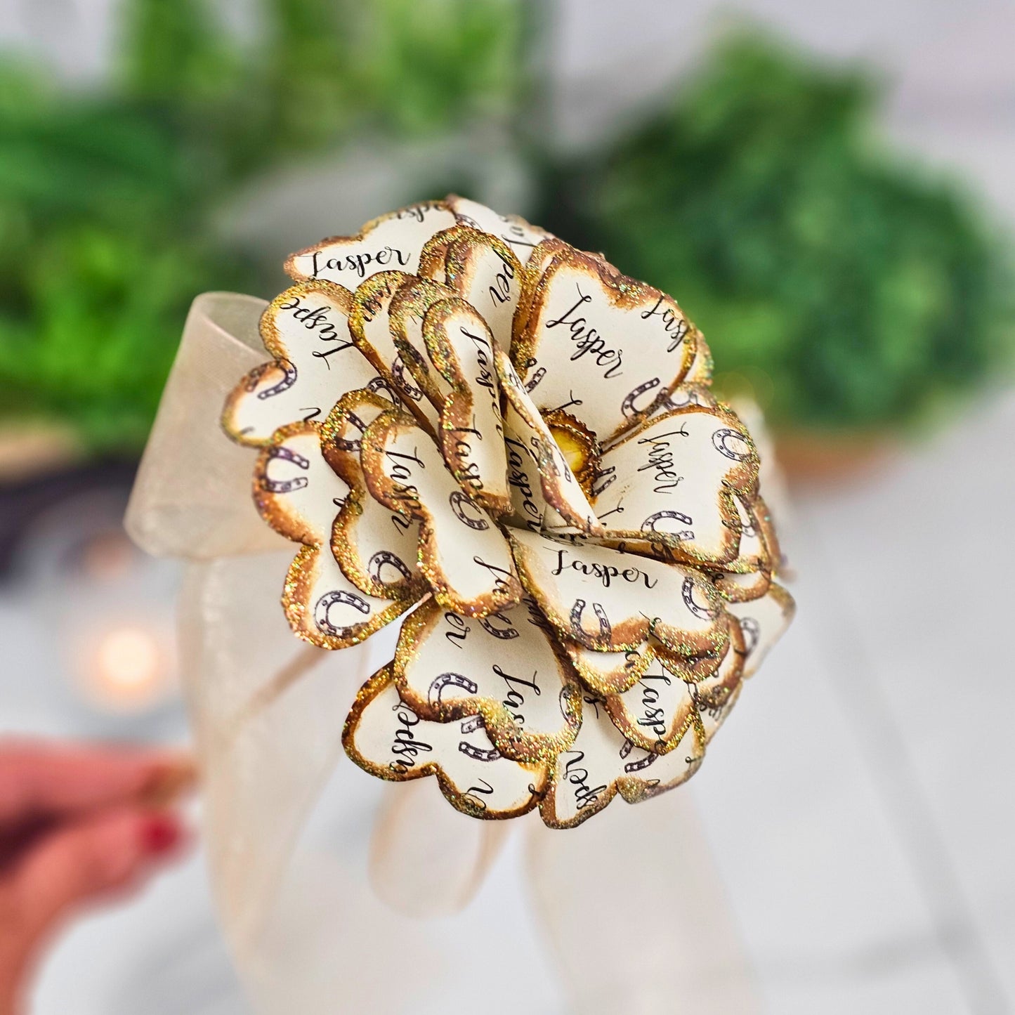Horse memorial flower gift box with horseshoe details - ready to ship sympathy gift