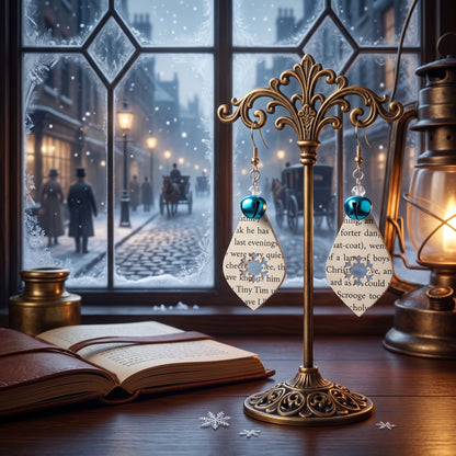Book Page Snowflake Teardrop Earrings – A Christmas Carol
