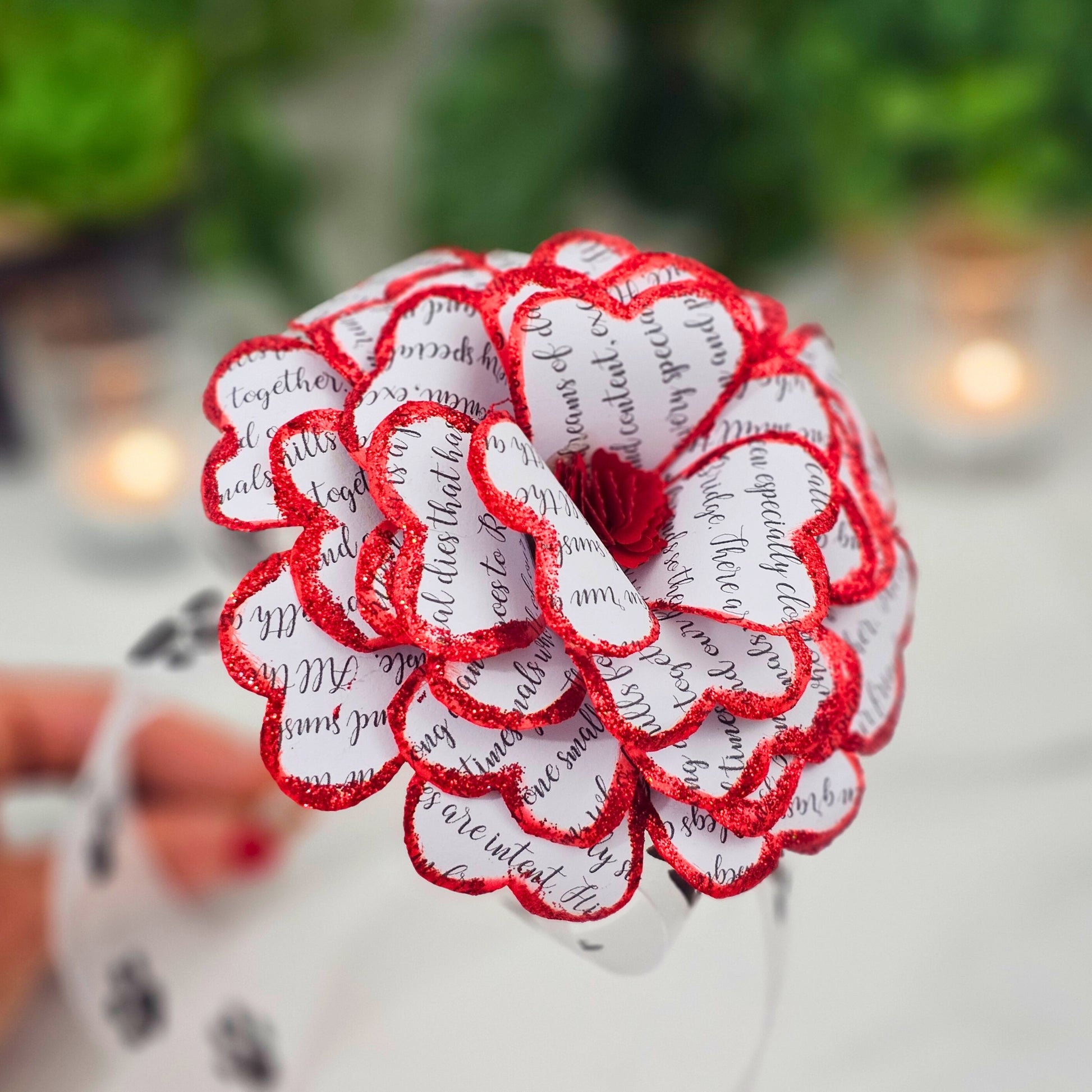 Rainbow Bridge Memorial Red Rose for Loss of Pet - handmade paper flower memorial gift"