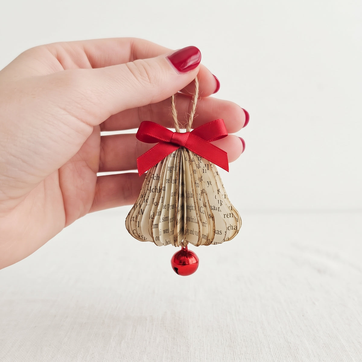 upcycled book page christmas ornament