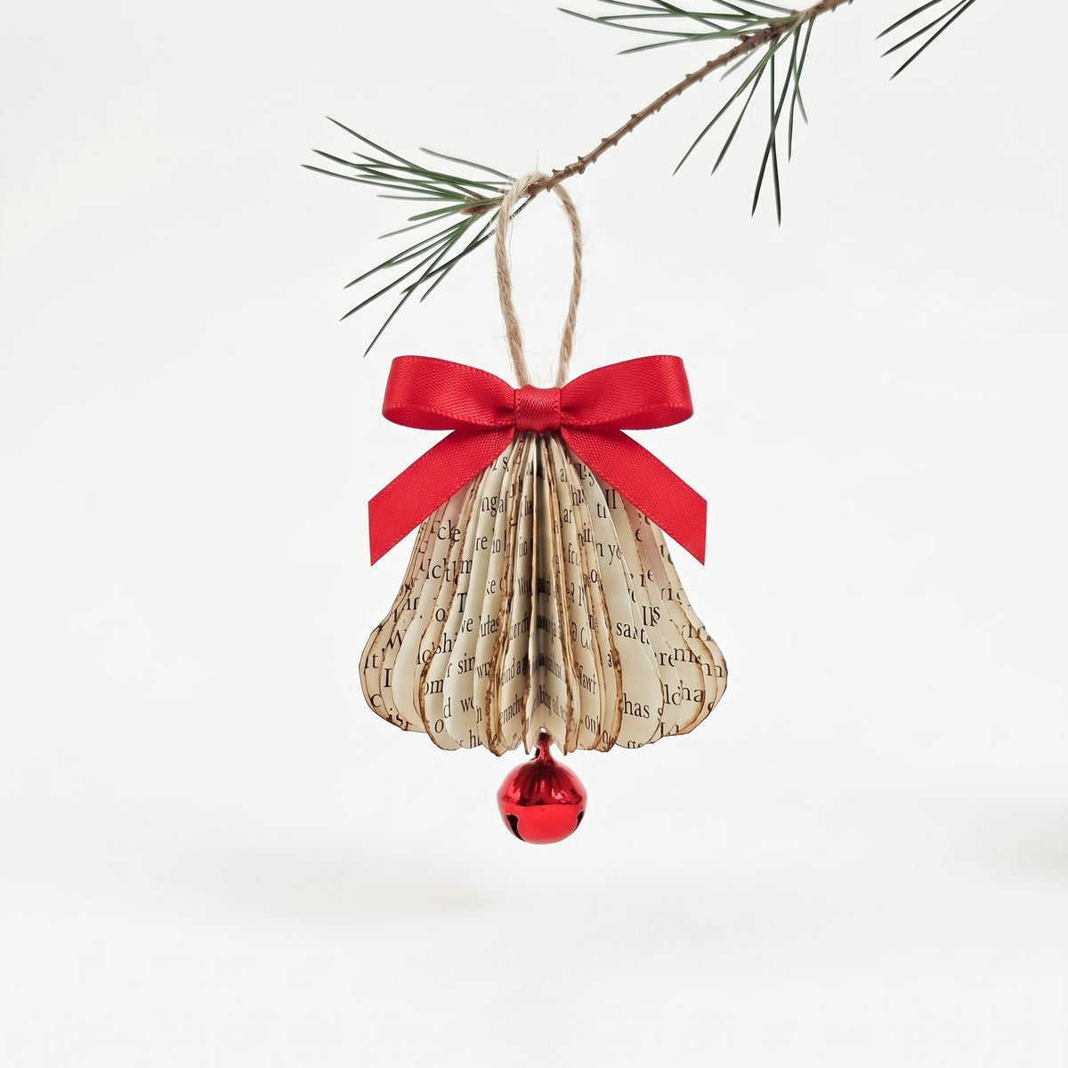 Tiny Book Page Bell Ornament