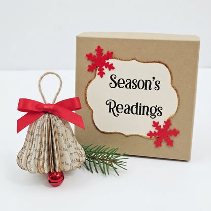 Tiny Book Page Bell Ornament