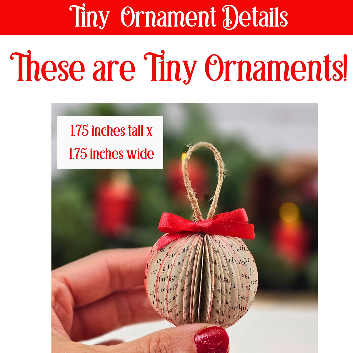 Tiny Book Page Ball Ornament