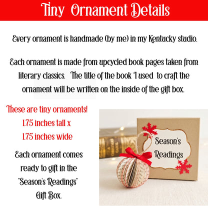 Tiny Book Page Ball Ornament