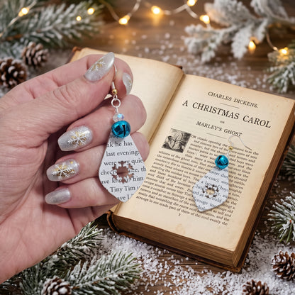 Book Page Snowflake Teardrop Earrings – A Christmas Carol