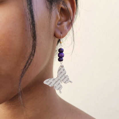 Book Page Butterfly Earrings