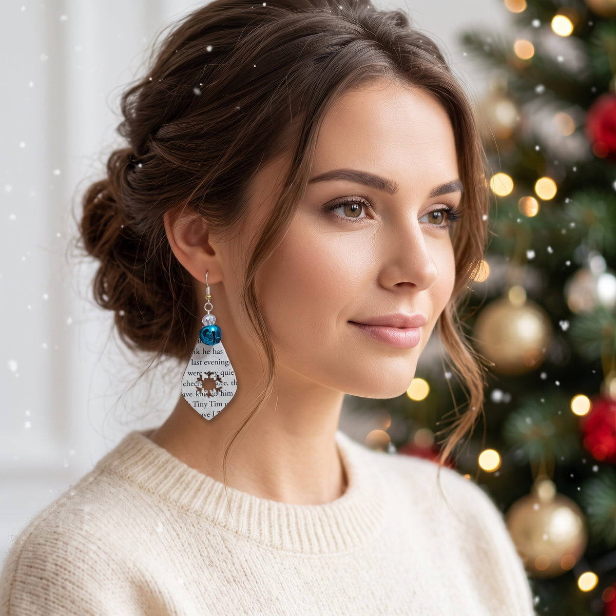 Book Page Snowflake Teardrop Earrings – A Christmas Carol