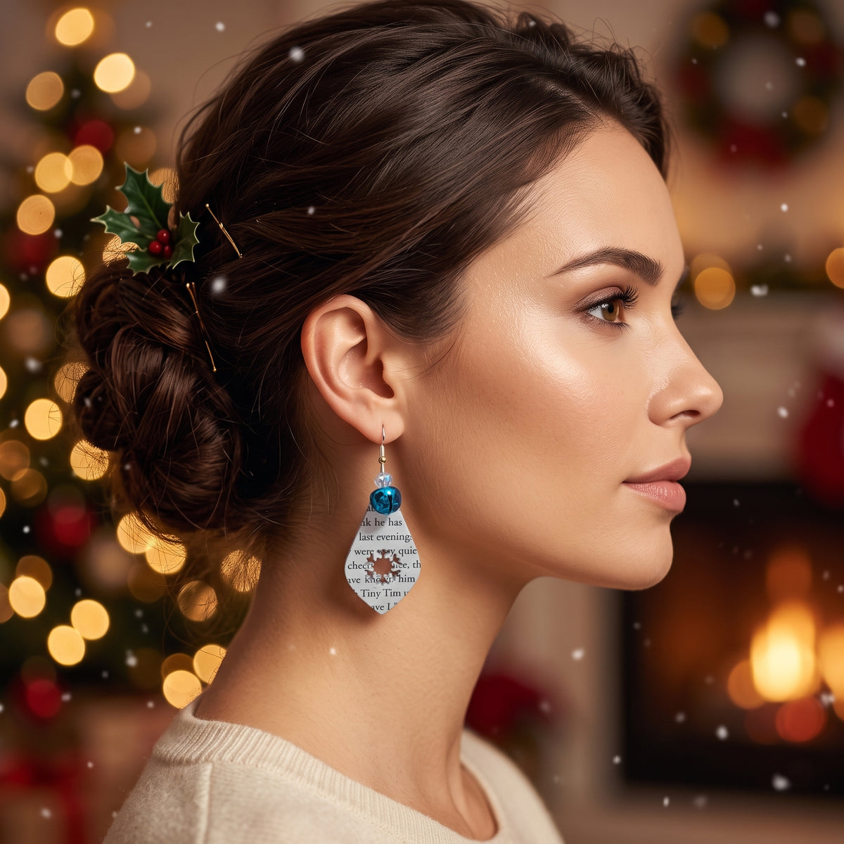 Book Page Snowflake Teardrop Earrings – A Christmas Carol