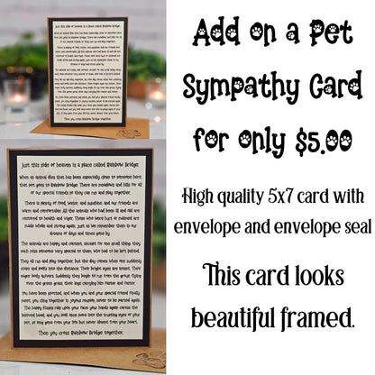 Add-on sympathy card option for Rainbow Bridge Memorial Flower"
