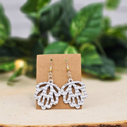 Literary Book Page Leaf Earrings - Gift for Book Lovers & Teachers
