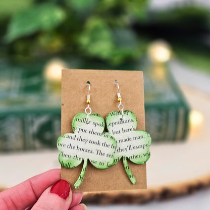 st patrick's day earrings, shamrock shaped and made from irish folk tales