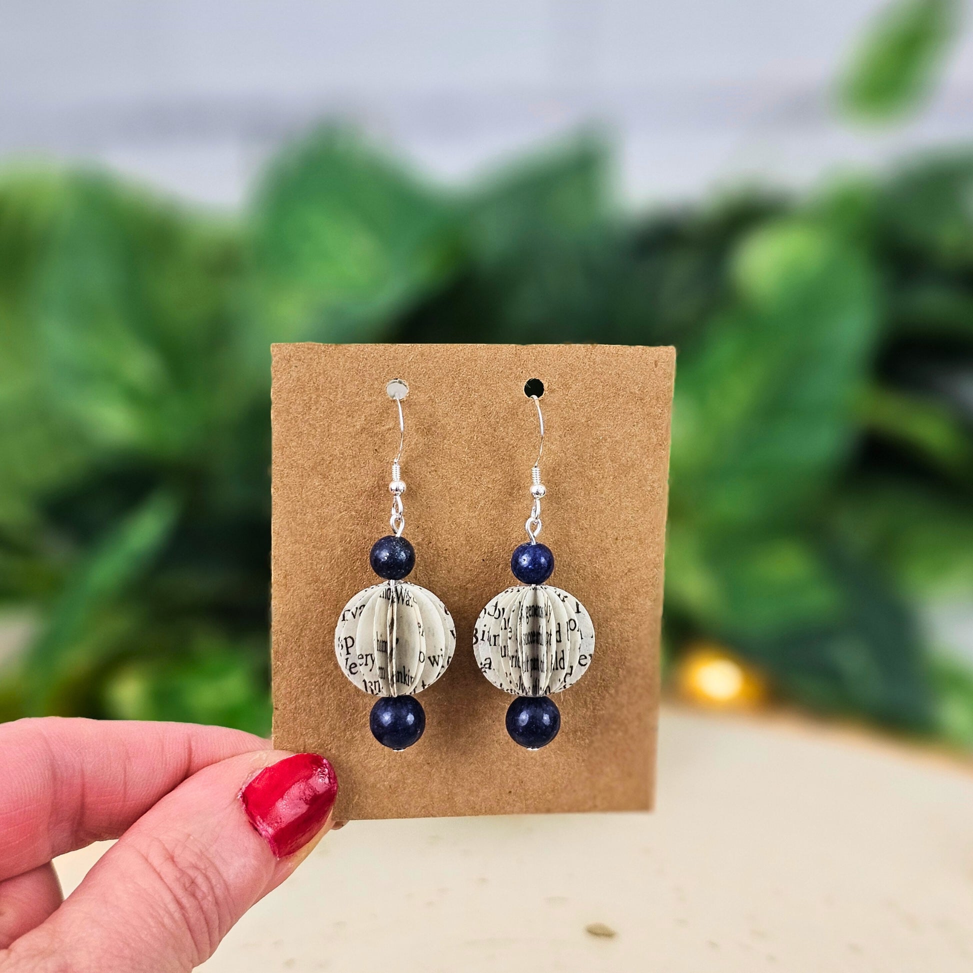 book page bead earrings