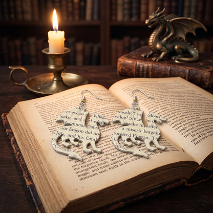 Dragon Book Page Earrings | Fantasy Book Lover Gift