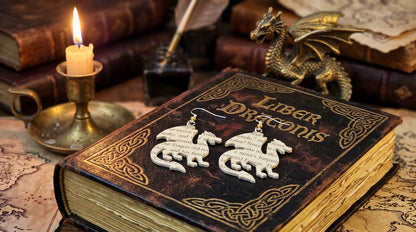 Dragon Book Page Earrings | Fantasy Book Lover Gift