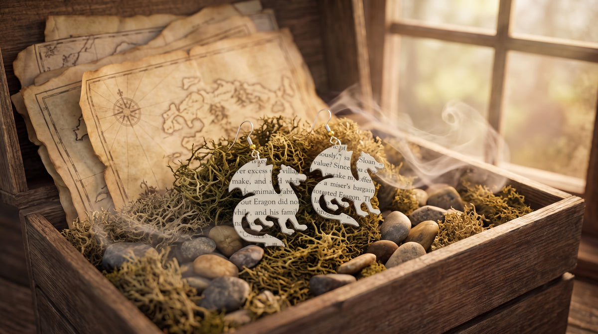 Dragon Book Page Earrings | Fantasy Book Lover Gift