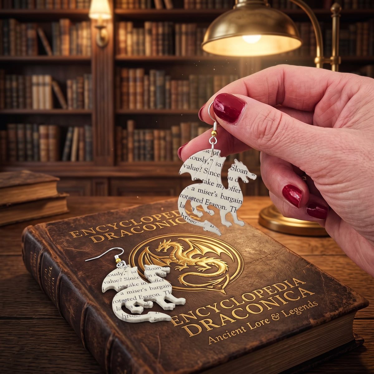 Dragon Book Page Earrings | Fantasy Book Lover Gift