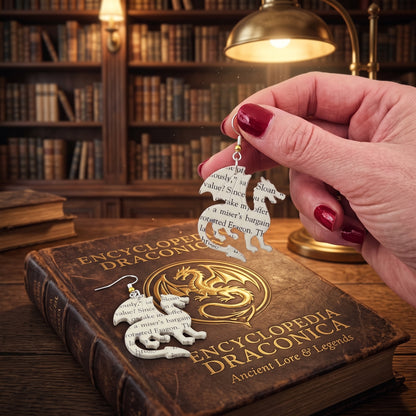 Dragon Book Page Earrings | Fantasy Book Lover Gift
