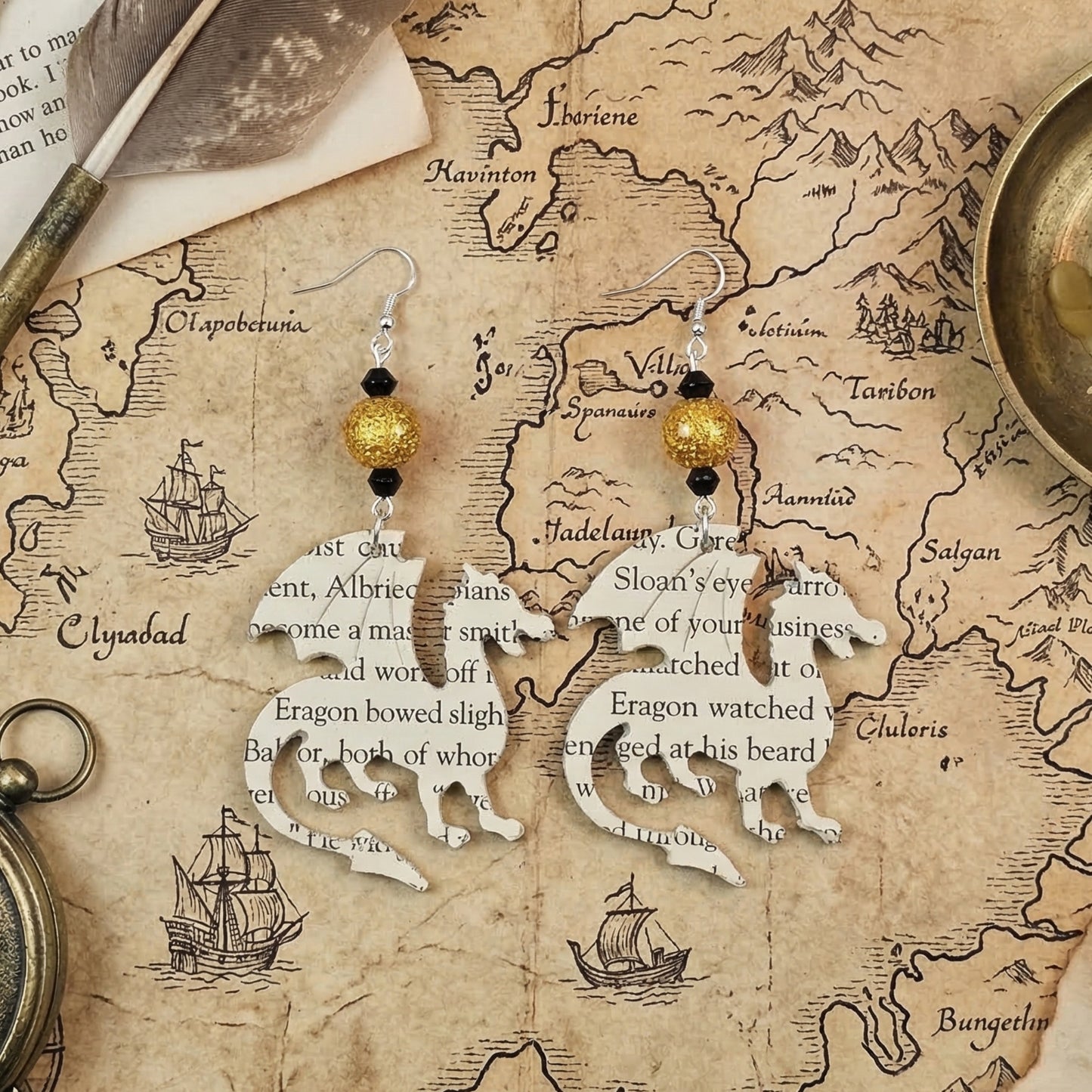 fantasy book lover earrings
