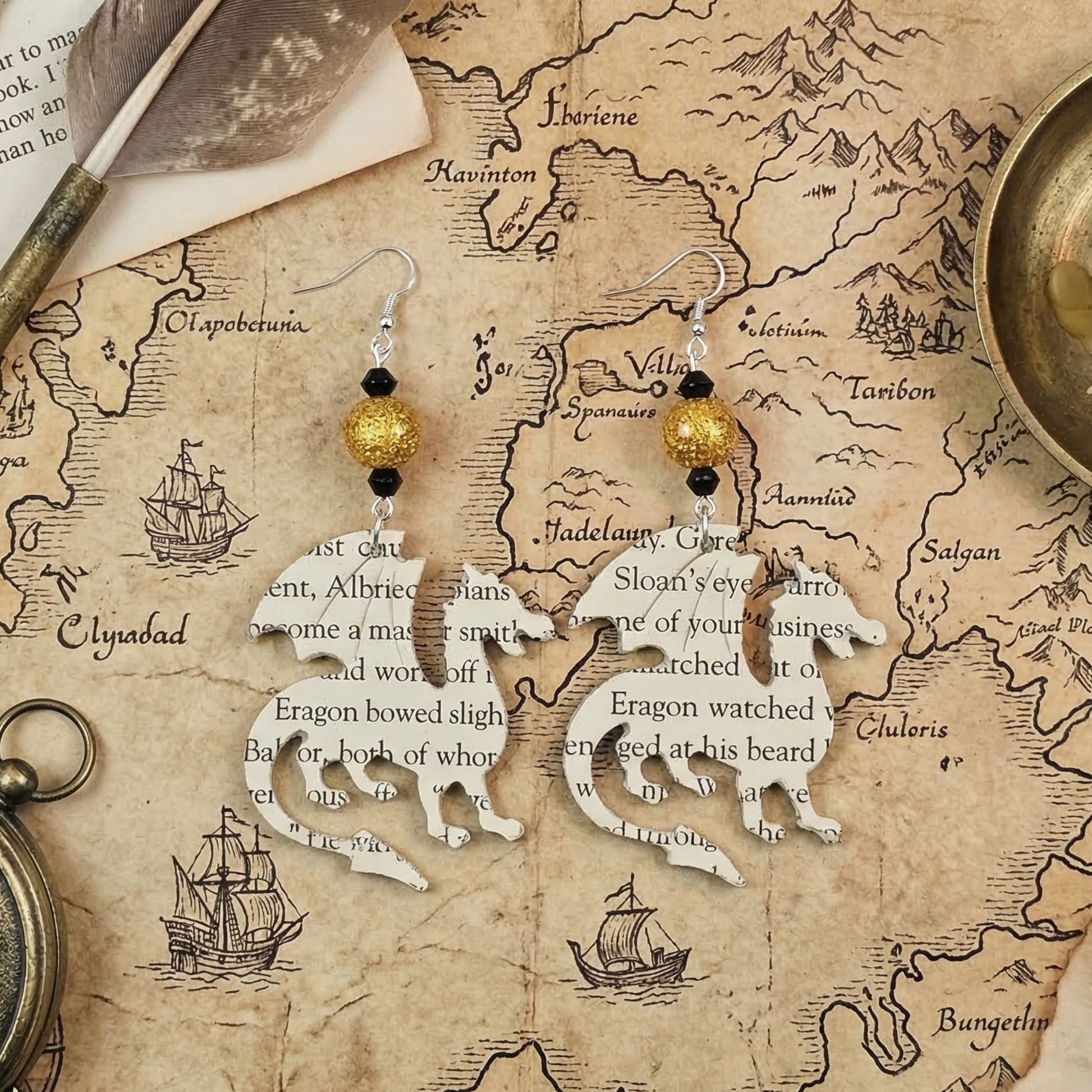 fantasy book lover earrings